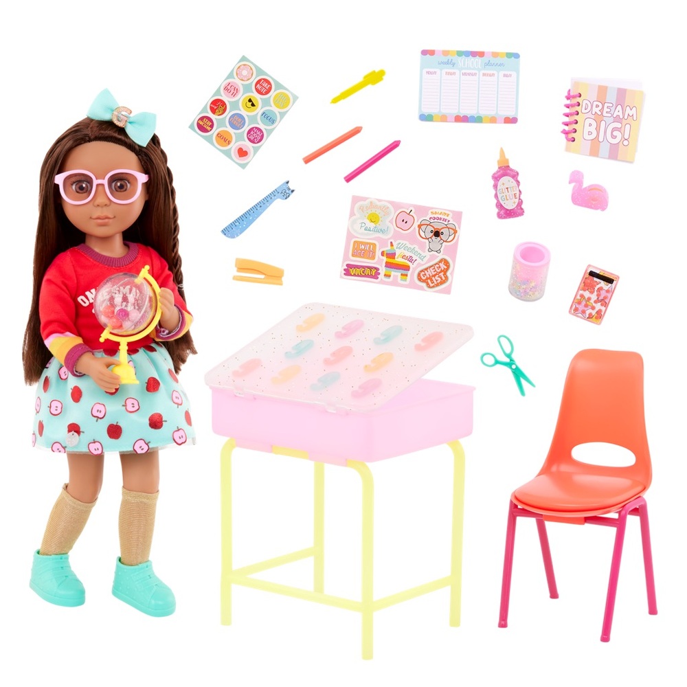 Glitter Girls Alessa School Desk Playset 14" Doll Pink Classroom NEW